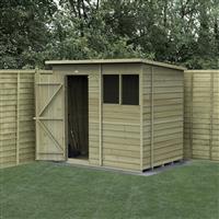 Forest Garden Overlap Pressure Treated Shed 7' x 5' (Pent) in Natural Timber