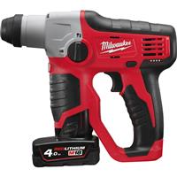Milwaukee M12 Compact SDS 2 Mode Hammer 2 x 4.0Ah in Red Steel