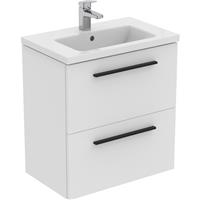 Ideal Standard i. life S Compact Wall Hung Vanity Unit with Basin Matt 600mm with Matt Black Handles in White