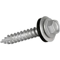 TechFast Sheet To Timber Hex/Washer Roof Screw 6.3 x 45mm (100 Pack) in Silver Rubber