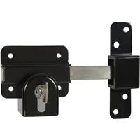 GateMate Keyed Alike Euro Long Throw Lock Double Locking 50mm in Black Stainless Steel