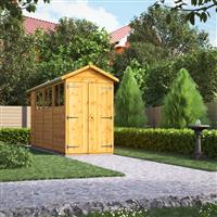 Power Apex Shed 14' x 4' Double Door in Natural Timber