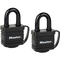 Master Lock Weather Tough Laminated Steel Padlock 40 x 9 x 29mm (2 Pack) in Black