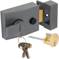 Yale Deadlocking Nightlatch Gun Metal Standard in Grey Brass