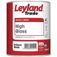 Leyland Trade High Gloss Paint Brilliant 750ml in White