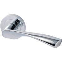 Eclipse Monza Lever on Rose Door Handles Polished (Pair) in Chrome Zinc/Aluminium