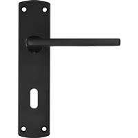 Stanza Leon Door Handles Matt Lock (Pair) in Black Plastic