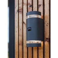 Lutec Focus Wall Light IP44 2 x GU10 PIR in Dark Grey Die Cast Aluminium