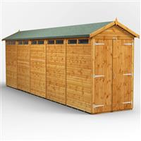 Powersheds Power Apex Security Shed 20' x 4' - Double Doors in Natural Timber