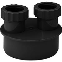 Aquaflow Double Waste Adaptor 32mm in Black