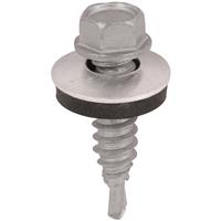 TechFast Hex/Washer Self Drilling Roof Screw 6.3 x 25mm (100 Pack) in Silver Steel