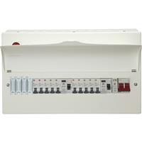 Wylex Metal Dual Type A RCD Consumer Unit + 10 MCBs + 1 Mod SPD 14 Way