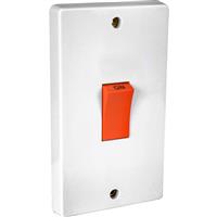 Crabtree DP Cooker Switch 45A 2 Gang Upright in White Plastic