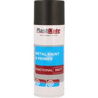 Plastikote Metal Paint & Primer Spray Paint 400ml Matt in Black