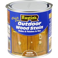 Rustins Quick Dry Outdoor Wood Stain 1L in Medium Oak
