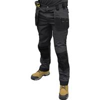 DeWalt Men's Aspen Ripstop Stretch Holster Pocket Trousers /Black 38" S in Grey Polyester Cotton/Elastane