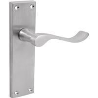 Unbranded Victorian Scroll Door Handles Latch Satin (Pair) in Silver Zinc Alloy