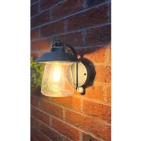 Lutec Cate Wall Light IP44 E27 Black Rust PIR Aluminium