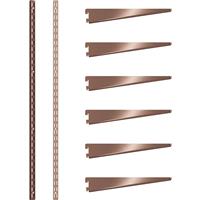 Rothley Antique Twin Slot Shelving Kit 1980mm Uprights (x2) & 220mm Brackets (x6) in Copper Steel