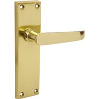 Unbranded Victorian Straight Door Handles Latch Brass (Pair) in Gold