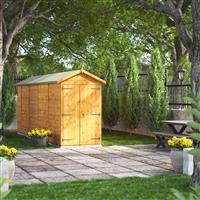 Power Windowless Apex Shed 18' x 4' - Double Door in Natural Timber