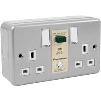 SafetySure RCD Socket Metalclad 2G 13A 30mA Switched