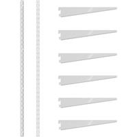 Rothley Twin Slot Shelving Kit 1980mm Uprights (x2) & 220mm Brackets (x6) in White Steel