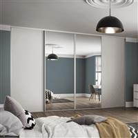 Spacepro Classic 4 Door Sliding Wardrobe Kit and Mirror 3586 x 2260mm in White Steel/MFC/Glass