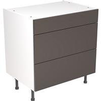Kitchen Kit Flatpack Slab Kitchen Cabinet Base 3 Drawer Unit Ultra Matt 800mm in Graphite MFC