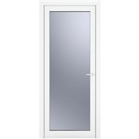 Crystal uPVC Single Door Full Glass Left Hand Open In 890mm x 2090mm Obscure Triple Glazed in White