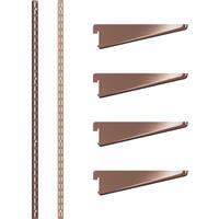 Rothley Antique Twin Slot Shelving Kit 1600mm Uprights (x2) & 120mm Brackets (x4) in Copper Steel