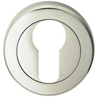 Serozzetta Euro Profile Escutcheon On Round Rose Polished in Nickel