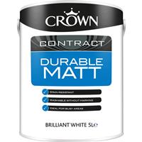 Crown Contract Durable Matt Emulsion Paint 5L in Brilliant White
