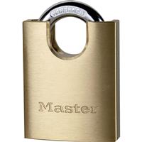 Master Lock Solid Shrouded Shackle Padlock 50 x 92 x 17mm in Brass Hardened Steel