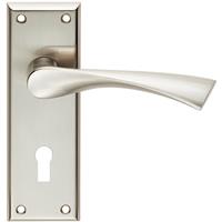 Serozzetta Venti Door Handles Lock Satin (Pair) in Nickel