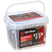 Ulti-Mate Stick-Fit Woodscrews Tub 5.0 x 90mm (350pk) in Gold