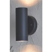 Lutec Gale Up & Down Wall Light IP44 2 x GU10 in Black Graphite Stainless Steel