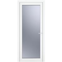 Crystal uPVC Single Door Full Glass Left Hand Open In 920mm x 2090mm Obscure Double Glazed (each) in white