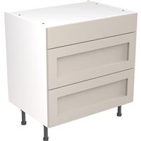 Kitchen Kit Flatpack Shaker Kitchen Cabinet Base 3 Drawer Unit Ultra Matt 800mm in Light Grey MFC
