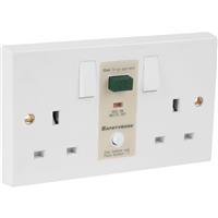 SafetySure RCD Socket White 2G 13A 30mA Switched