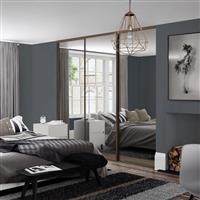 Spacepro Classic 3 Door Sliding Wardrobe Kit Framed Mirror 2216 x 2260mm in Walnut Steel/Glass