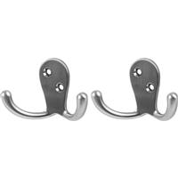 Robe Hook Double Satin Nickel (2 Pack) in Silver
