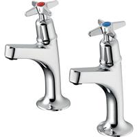 Armitage Shanks Sandringham 21 High Neck Sink Pillar Taps (2 Pack) in Chrome Brass