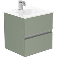 Newland Double Drawer Wall Hung Vanity Unit With Basin Sage 500mm in Green MFC