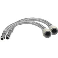 Pushfit Tap Tails 300mm M12 Male x 15mm (2 Pack) in Chrome Brass
