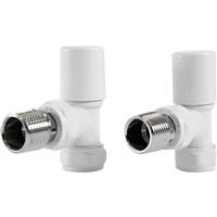 Made4Trade Modern Towel Radiator Valve White Angled (2pk) Brass