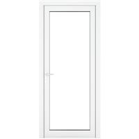 Crystal uPVC Single Door Full Glass Right Hand Open In 890mm x 2090mm Clear Triple Glazed in White