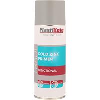 Plastikote Cold Zinc Primer Spray Paint 400ml in White Steel