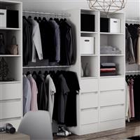 Spacepro 3 Drawer Tower Unit with 1 Hanger Bar 2100 x 450 x 500mm in White Steel/MFC