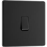 BG Screwless Flatplate Matt Switch 20A 16AX 1 Gang 2 Way in Black Plastic